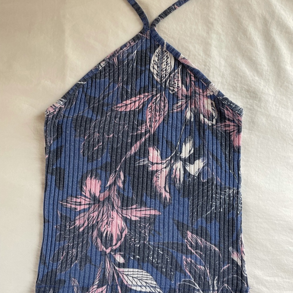 Floral Ribbed Halter Top